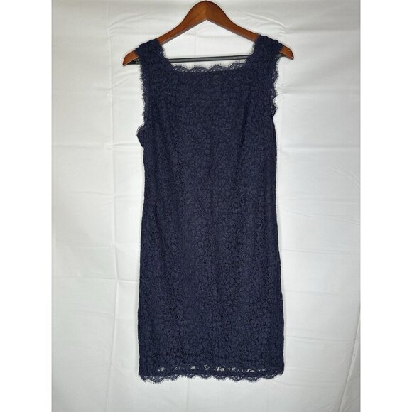 Adrianna Papell Lace Navy Blue Sleeveless Cocktail Dress Woman’s Size 14P - Picture 2 of 11